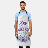 Tablier Proverbes 31:25 Force et Dignité Fleur pourpre (Porté)