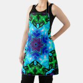 Tablier Psychédélique Mandala Fleur bleu pourpre et vert (Insitu)