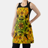 Tablier Psychédélique Mandala Flower vert et jaune (Insitu)