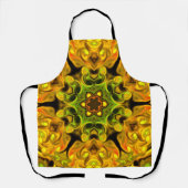 Tablier Psychédélique Mandala Flower vert et jaune (Recto)