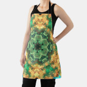 Tablier Psychédélique Mandala Flower vert et jaune (Insitu)