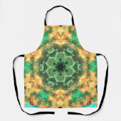 Tablier Psychédélique Mandala Flower vert et jaune (Recto)