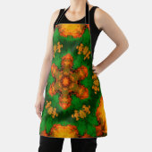 Tablier Psychédélique Mandala Flower vert orange et jaune (Insitu)