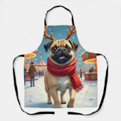 Tablier Pug at the Winter Fairgrounds Christmas Painting (Recto)