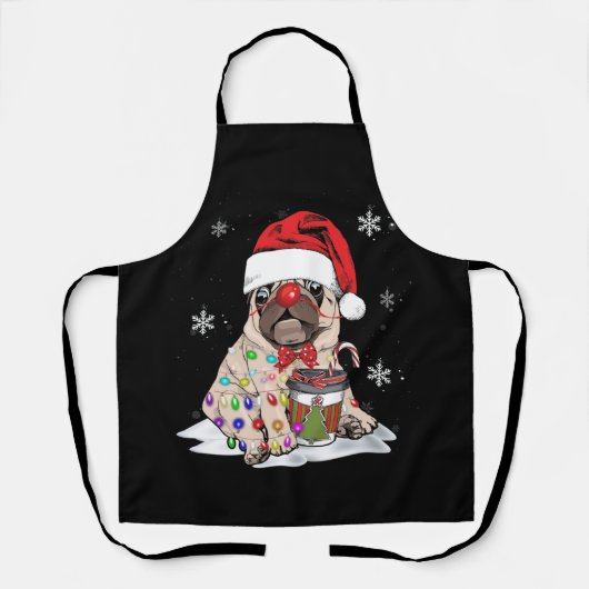 Tablier Pug Christmas Tree Lights Santa Dog Boys Pugmas (Recto)