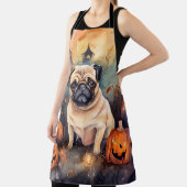 Tablier Pug d'Halloween avec citrouilles effrayant (Insitu)