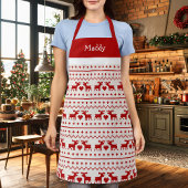 Tablier Pull de Noël démodé Cerf Monogramme