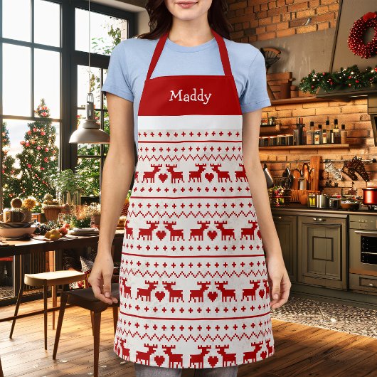 Tablier Pull de Noël démodé Cerf Monogramme