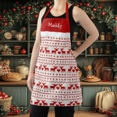 Tablier Pull de Noël démodé Cerf Monogramme