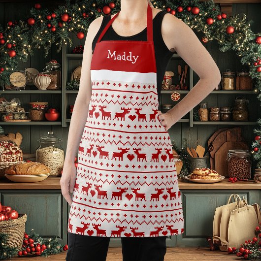 Tablier Pull de Noël démodé Cerf Monogramme