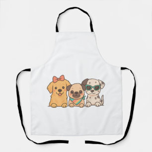 Tablier Puppy Pals � Trio de chiens mignons dans un style 