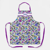 Tablier Purple and blue floral personalized (Recto)