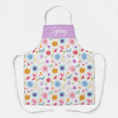 Tablier Purple Blue Pink Boho Wildflower Personalized  (Recto)