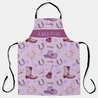 Tablier Purple Cowboy Wild West All over print Pattern
