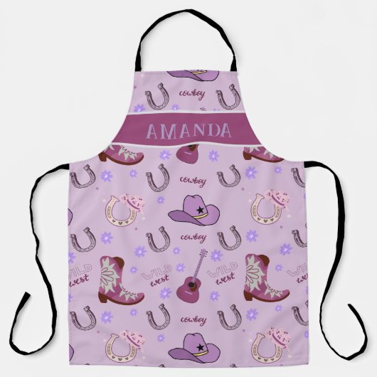 Tablier Purple Cowboy Wild West All over print Pattern (Recto)