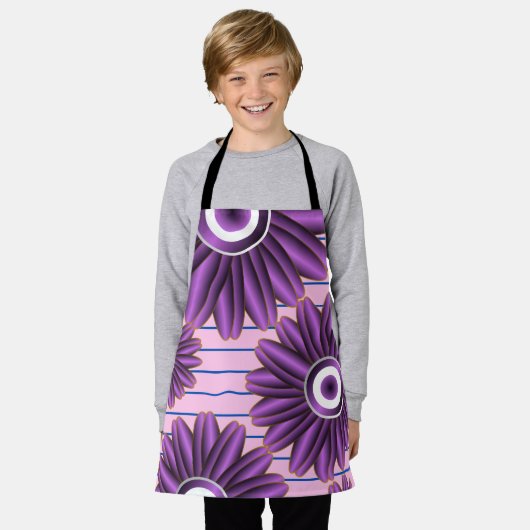 Tablier Purple Floral Pattern Modern Abstract Flower Desig (Porté)