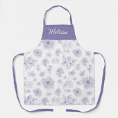 Tablier Purple Flower Pattern Custom Name (Recto)