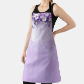Tablier Purple Flowers with Dangling Pearls  Apron (Insitu)