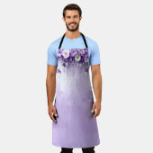 Tablier Purple Flowers with Dangling Pearls  Apron (Porté)