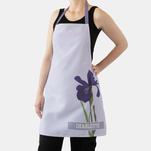 Tablier Purple Iris Floral Nom personnalisé (Insitu)