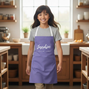 Tablier Purple Little Chef Script Nom personnalisé Enfants