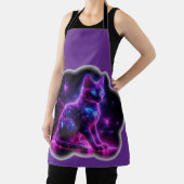 Tablier Purple Neon Siamese Cat With Blue Eyes & Starburst (Insitu)