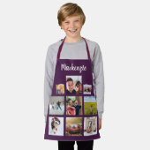 Tablier Purple Personnalisé Photo Collage Nom du script (Porté)