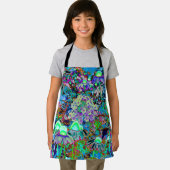 Tablier Purple psychédélique et fleurs de jardin vert citr (Insitu)