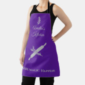 Tablier Purple Royal avec broche à rouleaux en argent doux (Insitu)