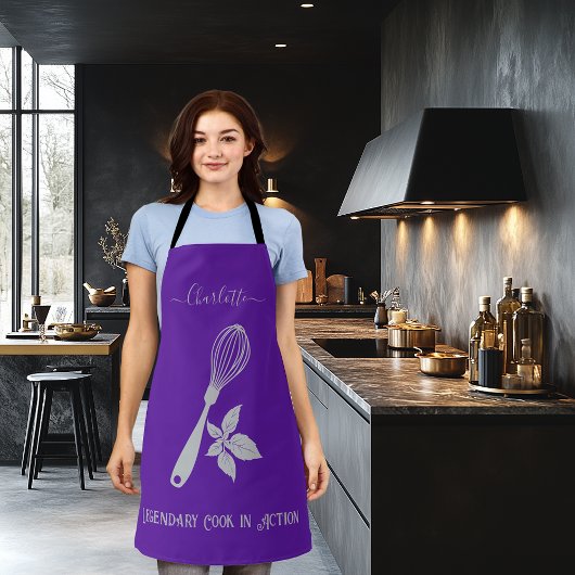 Tablier Purple Royal avec Whisk d'argent doux et Herb