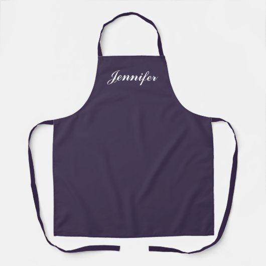 Tablier Purple Script Nom personnalisé Cuisine (Recto)