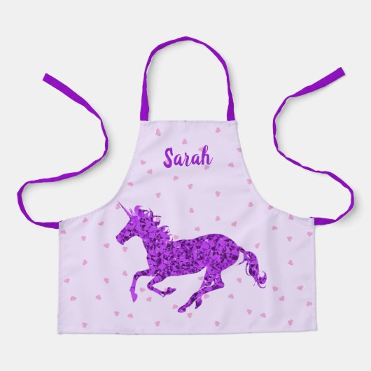 Tablier Purple Unicorn Girls Kitchen Apron (Recto)