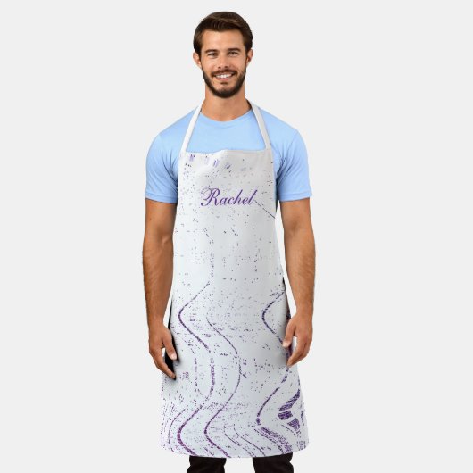 Tablier Purple Wave Artsy Swirl Motif Nom personnalisé mig (Porté)