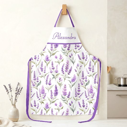 Tablier PurpleSage Green Lavender Custom Name Apron