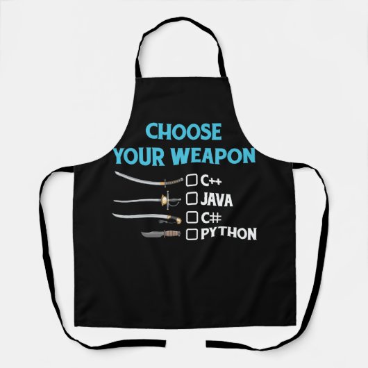 Tablier Python Choisissez votre arme Funny Computer Scienc (Recto)