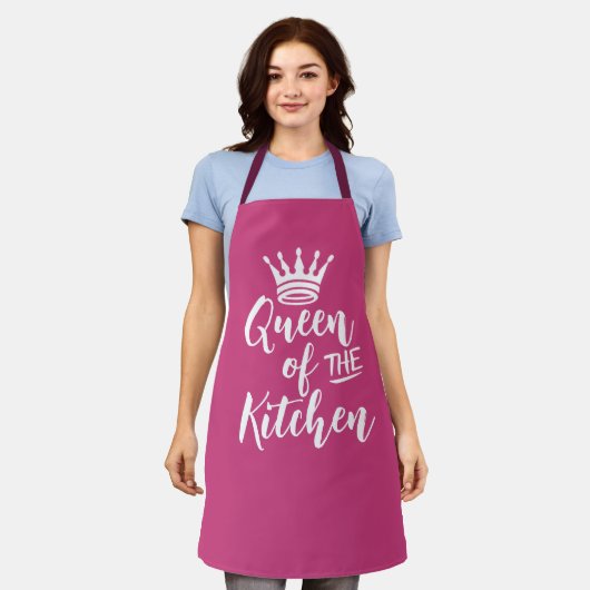 Tablier Queen of Kitchen Apron, Rose Personnalisé Maman Ca (Porté)