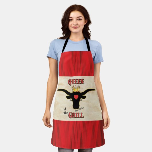 Tablier Queen of the Grill - Longhorn Cow Apron (Porté)