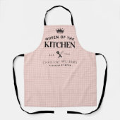 Tablier Queen of the Kitchen Crown Foodie Maman Pink Plaid (Recto)