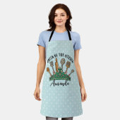 Tablier Queen of the Kitchen Cute Mint Green Pois (Porté)