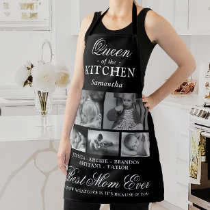 Tablier Queen of the Kitchen Mom Photo Collage Apron