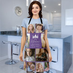 Tablier Queen of the Kitchen Photo Collage Apron<br><div class="desc">Tablier de photo violet moderne avec 10 photos à personnaliser avec votre propre,  le dicton "Reine de la cuisine",  une couronne,  une citation mignonne qui dit "la meilleure chose sur les souvenirs... est de les faire",  et les personnes nom.</div>