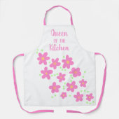 Tablier Queen of the Kitchen Pink Flowers Apron (Recto)