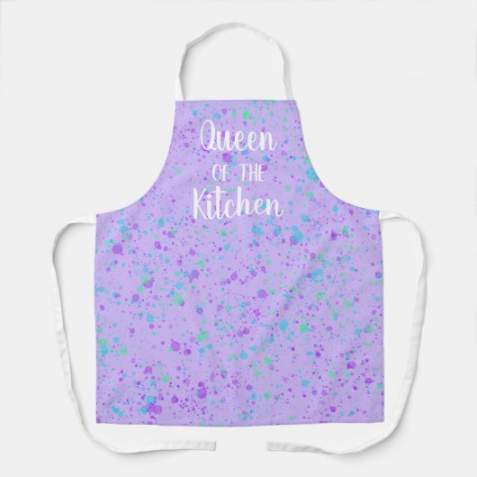 Tablier Queen of the Kitchen Purple Splattered Apron (Recto)