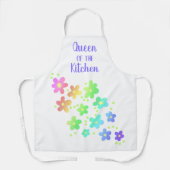 Tablier Queen of the Kitchen Rainbow Flowers Apron (Recto)