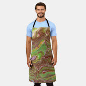 Tablier Questions 1 Wild Green Maroon Apron (Porté)