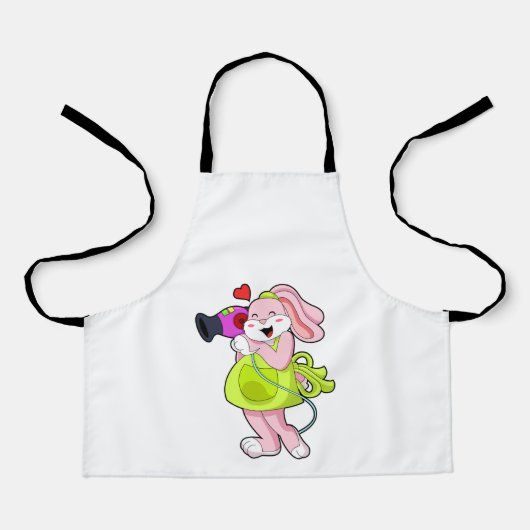 Tablier Rabbit comme coiffeur avec sèche-cheveux (Recto)