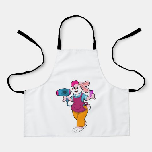 Tablier Rabbit en coiffeur avec sèche-cheveux & peigne (Recto)