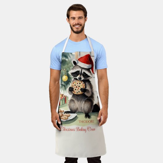 Tablier Raccoon Christmas Cookie Baking Crew (Porté)