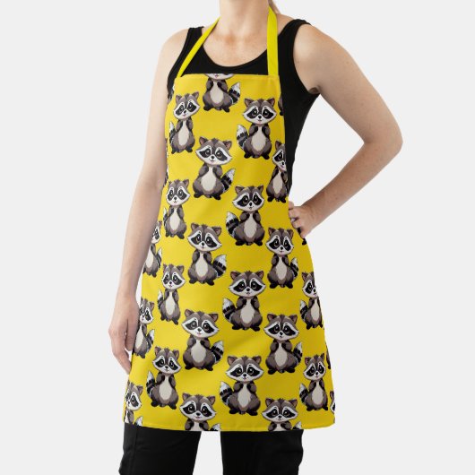 Tablier Raccoon Pattern Design Yellow  (Insitu)