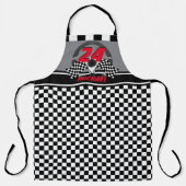 Tablier Race Car Checkboard Numéro Design (Recto)